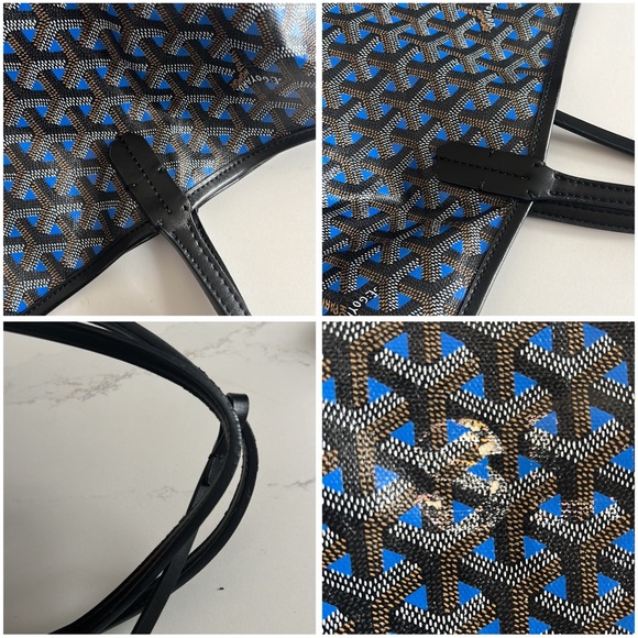 Blue and Black Patterned Tote with Pouch - Picture 10 of 16